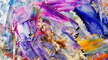 Renkli soyut arka plan duvar kağıdı. Modern motif görsel sanat. Yağlı boya karışımı. Moda el boyama bezi. Duvar dekorasyonu ve Duvar resimleri fikri.