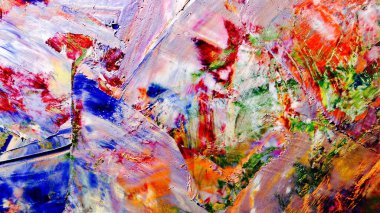 Renkli soyut arka plan duvar kağıdı. Modern motif görsel sanat. Yağlı boya karışımı. Moda el boyama bezi. Duvar dekorasyonu ve Duvar resimleri fikri.