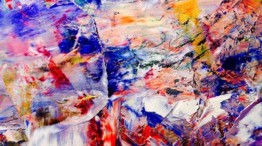 Renkli soyut arka plan duvar kağıdı. Modern motif görsel sanat. Yağlı boya karışımı. Moda el boyama bezi. Duvar dekorasyonu ve Duvar resimleri fikri.