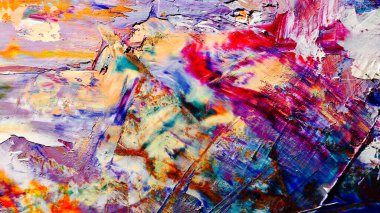 Renkli soyut arka plan duvar kağıdı. Modern motif görsel sanat. Yağlı boya karışımı. Moda el boyama bezi. Duvar dekorasyonu ve Duvar resimleri fikri.