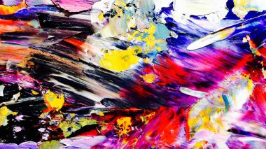 Renkli soyut arka plan duvar kağıdı. Modern motif görsel sanat. Yağlı boya karışımı. Moda el boyama bezi. Duvar dekorasyonu ve Duvar resimleri fikri. 