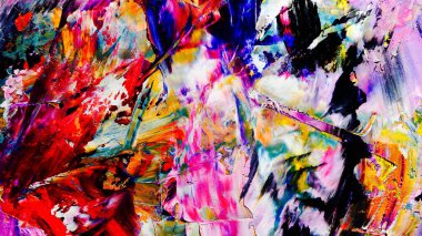 Renkli soyut arka plan duvar kağıdı. Modern motif görsel sanat. Yağlı boya karışımı. Moda el boyama bezi. Duvar dekorasyonu ve Duvar resimleri fikri. 