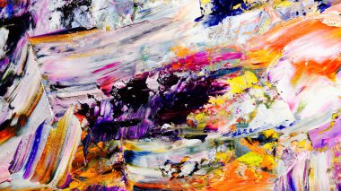 Renkli soyut arka plan duvar kağıdı. Modern motif görsel sanat. Yağlı boya karışımı. Moda el boyama bezi. Duvar dekorasyonu ve Duvar resimleri fikri. 