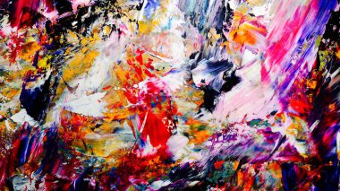 Renkli soyut arka plan duvar kağıdı. Modern motif görsel sanat. Yağlı boya karışımı. Moda el boyama bezi. Duvar dekorasyonu ve Duvar resimleri fikri. 