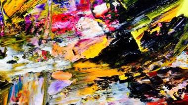 Renkli soyut arka plan duvar kağıdı. Modern motif görsel sanat. Yağlı boya karışımı. Moda el boyama bezi. Duvar dekorasyonu ve Duvar resimleri fikri. 
