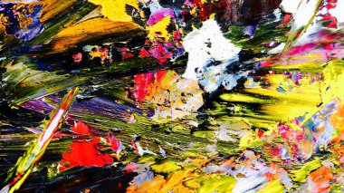 Renkli soyut arka plan duvar kağıdı. Modern motif görsel sanat. Yağlı boya karışımı. Moda el boyama bezi. Duvar dekorasyonu ve Duvar resimleri fikri.