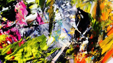 Renkli soyut arka plan duvar kağıdı. Modern motif görsel sanat. Yağlı boya karışımı. Moda el boyama bezi. Duvar dekorasyonu ve Duvar resimleri fikri.