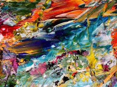 Renkli soyut arka plan duvar kağıdı. Modern motif görsel sanat. Yağlı boya karışımı. Moda el boyama bezi. Duvar dekorasyonu ve Duvar resimleri fikri.