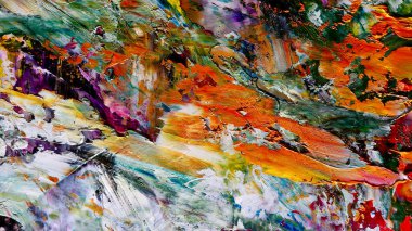Renkli soyut arka plan duvar kağıdı. Modern motif görsel sanat. Yağlı boya karışımı. Moda el boyama bezi. Duvar dekorasyonu ve Duvar resimleri fikri.