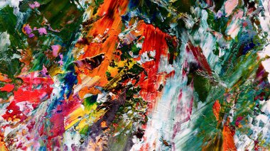 Renkli soyut arka plan duvar kağıdı. Modern motif görsel sanat. Yağlı boya karışımı. Moda el boyama bezi. Duvar dekorasyonu ve duvar resimleri fikri. 3 Boyutlu Doku