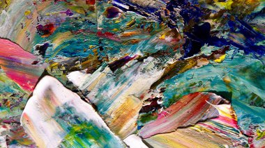 Renkli soyut arka plan duvar kağıdı. Modern motif görsel sanat. Yağlı boya karışımı. Moda el boyama bezi. Duvar dekorasyonu ve duvar resimleri fikri. 3 Boyutlu Doku