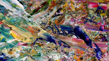 Renkli soyut arka plan duvar kağıdı. Modern motif görsel sanat. Yağlı boya karışımı. Moda el boyama bezi. Duvar dekorasyonu ve Duvar resimleri fikri.