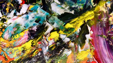 Renkli soyut arka plan duvar kağıdı. Modern motif görsel sanat. Yağlı boya karışımı. Moda el boyama bezi. Duvar dekorasyonu ve Duvar resimleri fikri.