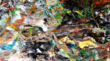 Renkli soyut arka plan duvar kağıdı. Modern motif görsel sanat. Yağlı boya karışımı. Moda el boyama bezi. Duvar dekorasyonu ve Duvar resimleri fikri.