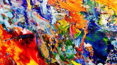 Renkli soyut arkaplan dokusu. Modern motif görsel sanat. Yağlı boya karışımı. Moda el boyama bezi. Duvar dekorasyonu ve Duvar arkaplan resimleri fikri.