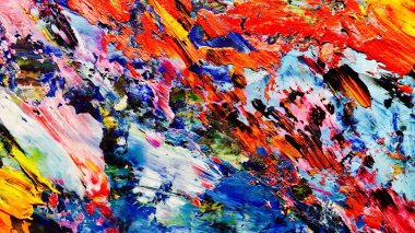 Renkli soyut arkaplan dokusu. Modern motif görsel sanat. Yağlı boya karışımı. Moda el boyama bezi. Duvar dekorasyonu ve Duvar arkaplan resimleri fikri.