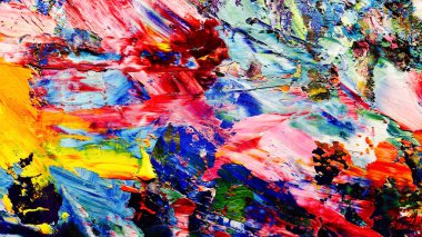 Renkli soyut arkaplan dokusu. Modern motif görsel sanat. Yağlı boya karışımı. Moda el boyama bezi. Duvar dekorasyonu ve Duvar arkaplan resimleri fikri.