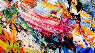 Renkli soyut arkaplan dokusu. Modern motif görsel sanat. Yağlı boya karışımı. Moda el boyama bezi. Duvar dekorasyonu ve Duvar arkaplan resimleri fikri.