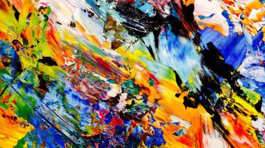 Renkli soyut arkaplan dokusu. Modern motif görsel sanat. Yağlı boya karışımı. Moda el boyama bezi. Duvar dekorasyonu ve Duvar arkaplan resimleri fikri.