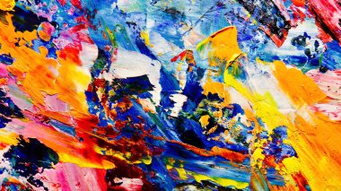 Renkli soyut arkaplan dokusu. Modern motif görsel sanat. Yağlı boya karışımı. Moda el boyama bezi. Duvar dekorasyonu ve Duvar arkaplan resimleri fikri.