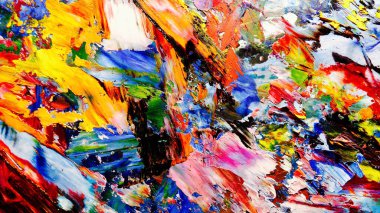 Renkli soyut arkaplan dokusu. Modern motif görsel sanat. Yağlı boya karışımı. Moda el boyama bezi. Duvar dekorasyonu ve Duvar arkaplan resimleri fikri.