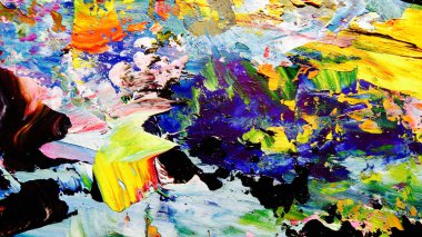 Renkli soyut arkaplan dokusu. Modern motif görsel sanat. Yağlı boya karışımı. Moda el boyama bezi. Duvar dekorasyonu ve Duvar arkaplan resimleri fikri.