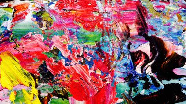 Renkli soyut arkaplan dokusu. Modern motif görsel sanat. Yağlı boya karışımı. Moda el boyama bezi. Duvar dekorasyonu ve Duvar arkaplan resimleri fikri.