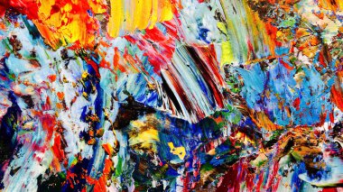 Renkli soyut arkaplan dokusu. Modern motif görsel sanat. Yağlı boya karışımı. Moda el boyama bezi. Duvar dekorasyonu ve Duvar arkaplan resimleri fikri.