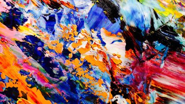 Renkli soyut arkaplan dokusu. Modern motif görsel sanat. Yağlı boya karışımı. Moda el boyama bezi. Duvar dekorasyonu ve Duvar arkaplan resimleri fikri.