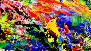 Renkli soyut arkaplan dokusu. Modern motif görsel sanat. Yağlı boya karışımı. Moda el boyama bezi. Duvar dekorasyonu ve Duvar arkaplan resimleri fikri.