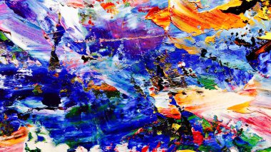 Renkli soyut arkaplan dokusu. Modern motif görsel sanat. Yağlı boya karışımı. Moda el boyama bezi. Duvar dekorasyonu ve Duvar arkaplan resimleri fikri.