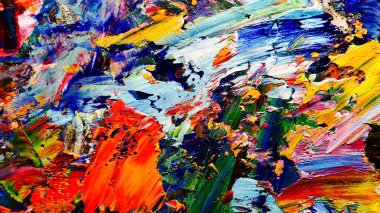 Renkli soyut arkaplan dokusu. Modern motif görsel sanat. Yağlı boya karışımı. Moda el boyama bezi. Duvar dekorasyonu ve Duvar arkaplan resimleri fikri.