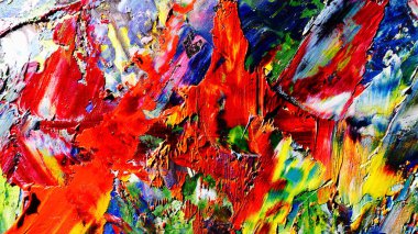 Renkli soyut arkaplan dokusu. Modern motif görsel sanat. Yağlı boya karışımı. Moda el boyama bezi. Duvar dekorasyonu ve Duvar arkaplan resimleri fikri.