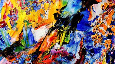 Renkli soyut arkaplan dokusu. Modern motif görsel sanat. Yağlı boya karışımı. Moda el boyama bezi. Duvar dekorasyonu ve Duvar arkaplan resimleri fikri.