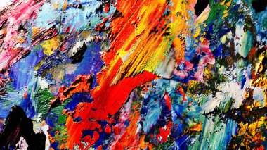 Renkli soyut arkaplan dokusu. Modern motif görsel sanat. Yağlı boya karışımı. Moda el boyama bezi. Duvar dekorasyonu ve Duvar arkaplan resimleri fikri