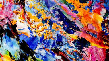 Renkli soyut arkaplan dokusu. Modern motif görsel sanat. Yağlı boya karışımı. Moda el boyama bezi. Duvar dekorasyonu ve Duvar arkaplan resimleri fikri