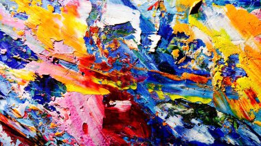 Renkli soyut arkaplan dokusu. Modern motif görsel sanat. Yağlı boya karışımı. Moda el boyama bezi. Duvar dekorasyonu ve Duvar arkaplan resimleri fikri.