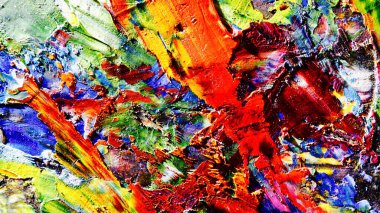 Renkli soyut arkaplan dokusu. Modern motif görsel sanat. Yağlı boya karışımı. Moda el boyama bezi. Duvar dekorasyonu ve Duvar arkaplan resimleri fikri.