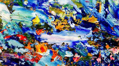 Renkli soyut arkaplan dokusu. Modern motif görsel sanat. Yağlı boya karışımı. Moda el boyama bezi. Duvar dekorasyonu ve Duvar arkaplan resimleri fikri.