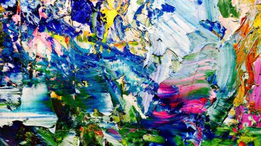 Renkli soyut arkaplan dokusu. Modern motif görsel sanat. Yağlı boya karışımı. Moda el boyama bezi. Duvar dekorasyonu ve Duvar arkaplan resimleri fikri. 