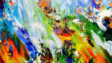 Renkli soyut arkaplan dokusu. Modern motif görsel sanat. Yağlı boya karışımı. Moda el boyama bezi. Duvar dekorasyonu ve Duvar arkaplan resimleri fikri. 