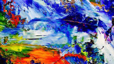 Renkli soyut arkaplan dokusu. Modern motif görsel sanat. Yağlı boya karışımı. Moda el boyama bezi. Duvar dekorasyonu ve Duvar arkaplan resimleri fikri. 