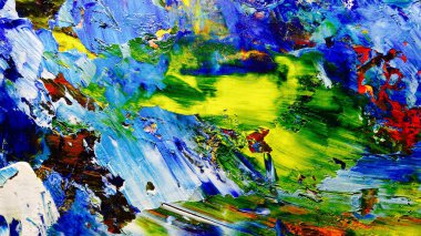 Renkli soyut arkaplan dokusu. Modern motif görsel sanat. Yağlı boya karışımı. Moda el boyama bezi. Duvar dekorasyonu ve Duvar arkaplan resimleri fikri. 