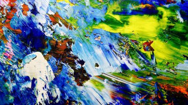 Renkli soyut arkaplan dokusu. Modern motif görsel sanat. Yağlı boya karışımı. Moda el boyama bezi. Duvar dekorasyonu ve Duvar arkaplan resimleri fikri. 