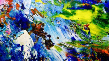 Renkli soyut arkaplan dokusu. Modern motif görsel sanat. Yağlı boya karışımı. Moda el boyama bezi. Duvar dekorasyonu ve Duvar arkaplan resimleri fikri. 