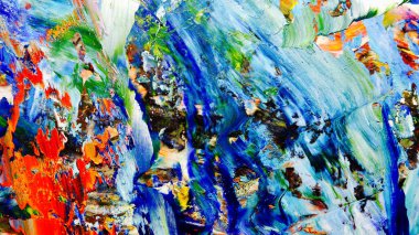 Renkli soyut arkaplan dokusu. Modern motif görsel sanat. Yağlı boya karışımı. Moda el boyama bezi. Duvar dekorasyonu ve Duvar arkaplan resimleri fikri