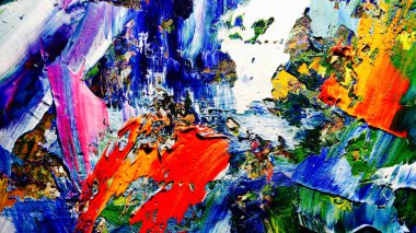 Renkli soyut arkaplan dokusu. Modern motif görsel sanat. Yağlı boya karışımı. Moda el boyama bezi. Duvar dekorasyonu ve Duvar arkaplan resimleri fikri