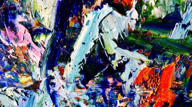 Renkli soyut arkaplan dokusu. Modern motif görsel sanat. Yağlı boya karışımı. Moda el boyama bezi. Duvar dekorasyonu ve Duvar arkaplan resimleri fikri.