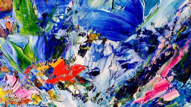 Renkli soyut arkaplan dokusu. Modern motif görsel sanat. Yağlı boya karışımı. Moda el boyama bezi. Duvar dekorasyonu ve Duvar arkaplan resimleri fikri.