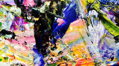 Renkli soyut arkaplan dokusu. Modern motif görsel sanat. Yağlı boya karışımı. Moda el boyama bezi. Duvar dekorasyonu ve Duvar arkaplan resimleri fikri.